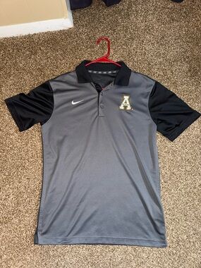 Nike Dri-FIT App State Polo Shirt - Men’s Small - Black Gray Embroidered